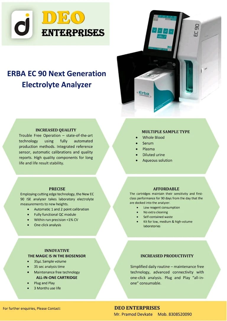 ERBA EC 90 NEXT GENERATION ELECTROLYTE ANALYZER