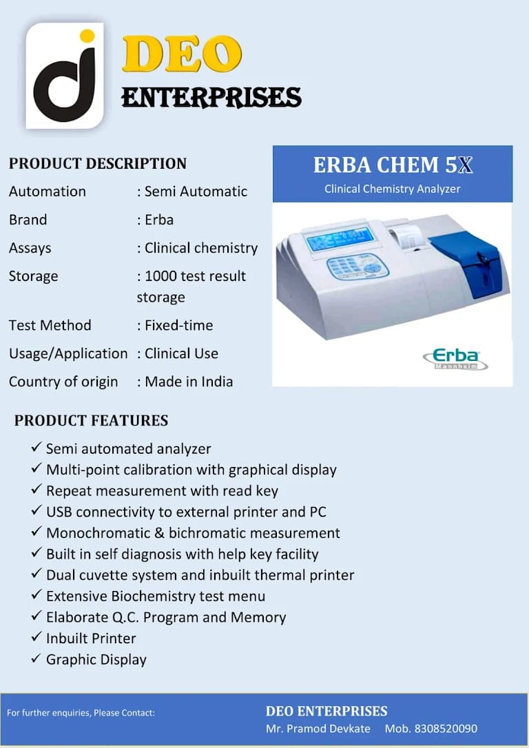 ERBA CHEM 5X CLINICAL CHEMISTRY ANALYZER